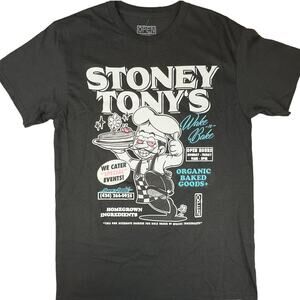 NWT Open 925 Stoney Tony's Wake n Bake Chef Black Graphic T-Shirt Size Medium
